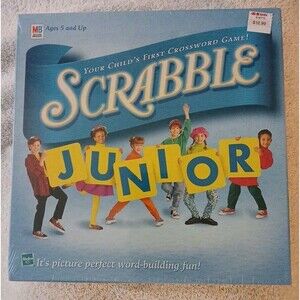 Vintage Scrabble Junior Milton Bradley Family Board Game 1999 ed. Ages 5+
